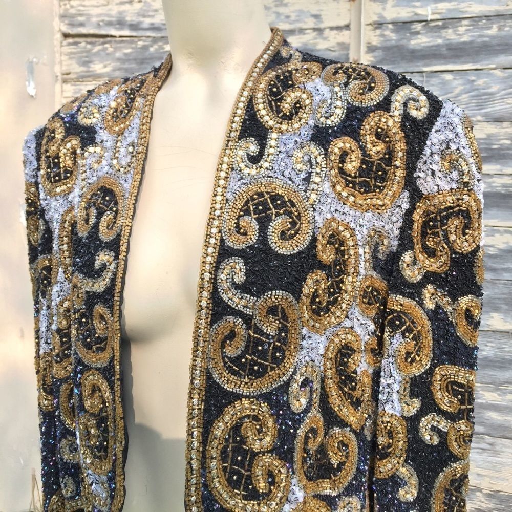 Lillie Rubin Sequin and Bead Silk Jacket, vintage